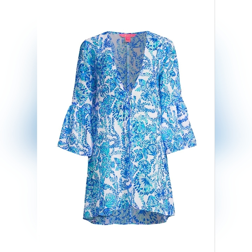 Lilly Pulitzer Motley Coverup in Turquoise Oasis Shell Me You Love Me XL